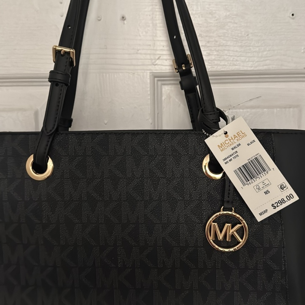Michael Kors Brand New with tags Walsh Black and Gray Tote Bag Size Medium - Picture 4 of 12